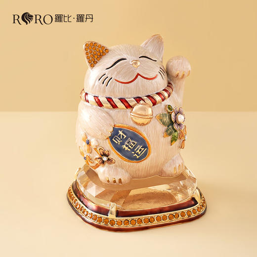 【样品特惠5折，仅1件，无货退款】罗比罗丹RORO招财猫摆件珐琅彩金属材质创意新店开业礼品家居软装饰品 商品图4
