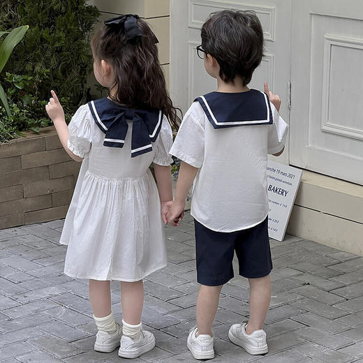 【儿童学院风套装】海军领连衣裙海军领套装六一表演服兄妹夏款套装 商品图1
