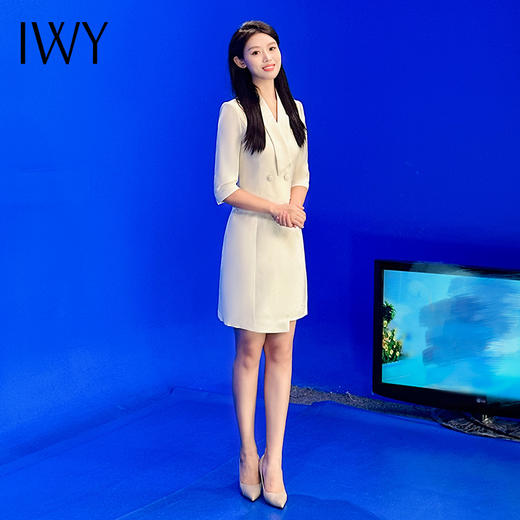 IWY/七分袖演讲比赛服装女春夏季面试播音主持人正装西装连衣裙Q14207 商品图1