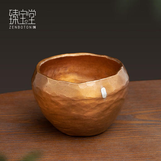 臻宝堂铜建水纯手工锤纹废水茶渣桶中式家用水孟加厚铜制茶洗茶具零配件 平安建水 容量约1100ml 商品图0