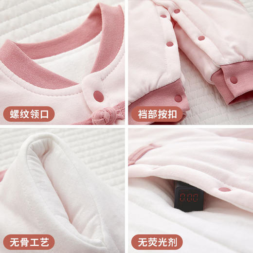 【国风120g夹棉新生儿连体衣】衣服秋冬A类婴儿连体衣无骨女宝宝国风哈衣爬爬服 商品图2
