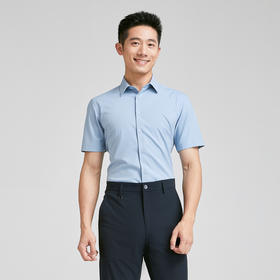 【大都会】雅戈尔 男蓝色提花TR短袖衬衫