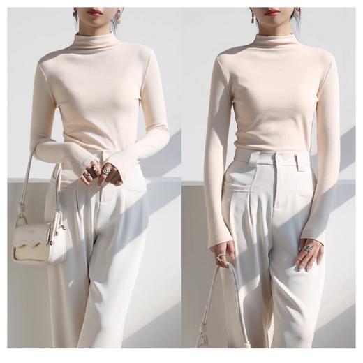 【买一送一】高领打底衫长袖修身内搭纯色洋气半高领长袖上衣 商品图4