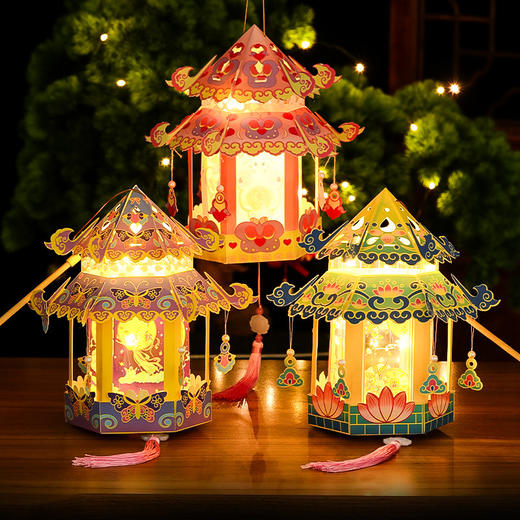 【中秋节灯笼 浓浓氛围过佳节】新款兔子宫灯 手工diy材料包 商品图0