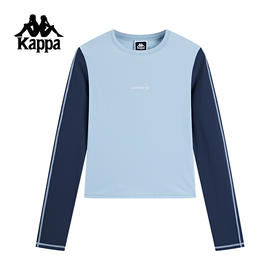 Kappa卡帕背靠背2024新款复古运动长袖t恤女短款修身上衣圆领卫衣K0E62TC71