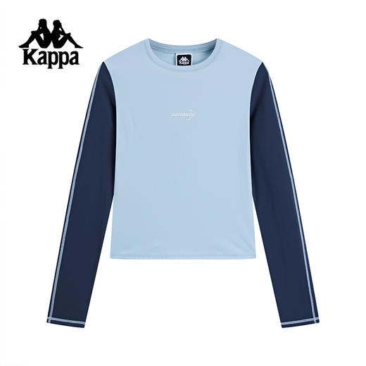 Kappa卡帕背靠背2024新款复古运动长袖t恤女短款修身上衣圆领卫衣K0E62TC71 商品图0