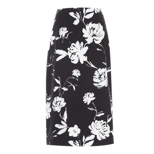 EITIE爱特爱浪漫通勤花卉印花黑白撞色高腰半身裙秋季新款C2406420 商品图6