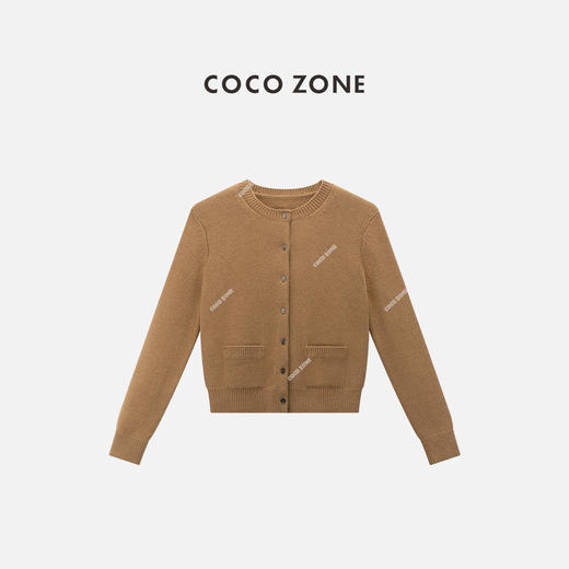 COCO ZONE 绵羊毛山羊绒圆领针织衫气质单排扣上衣CC2C1477 商品图0