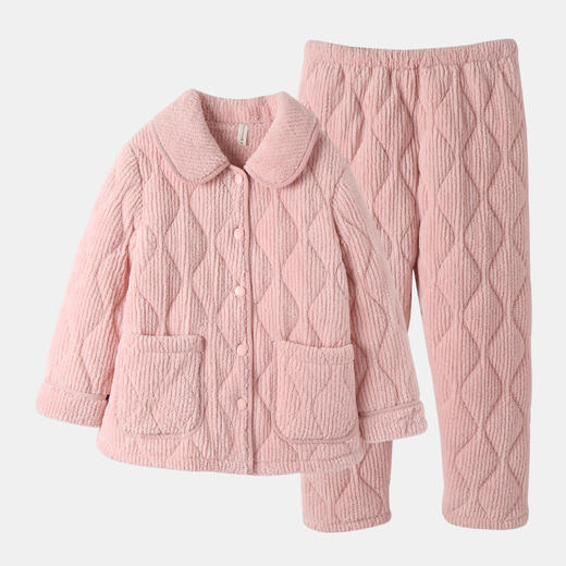 （合作款）芬腾三层夹棉珊瑚绒加厚保暖情侣家居服套装yc0108010 商品图4