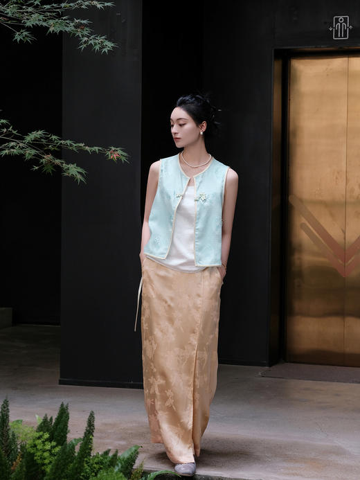 盛唐牡丹 |真丝四经绞罗一粒扣马甲 商品图5