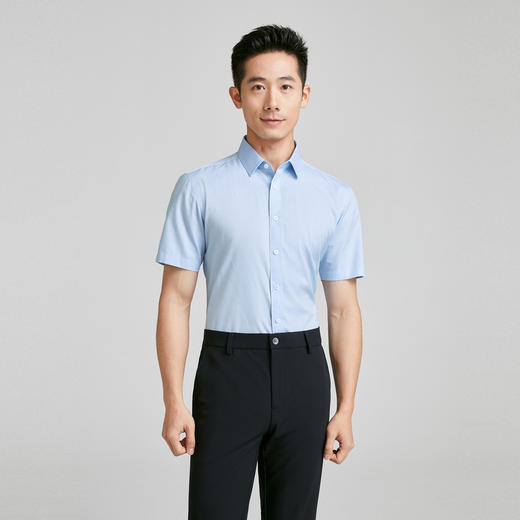 【大都会】雅戈尔 男蓝色格子DP系列短袖衬衫 商品图0