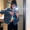 2024年秋冬新款小香风提花牛仔外套女设计感长袖宽松短款开衫上衣 商品缩略图0