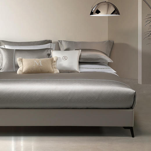 水星家纺色织提花真丝四件套-奢·溢彩(米色/冰川灰)两种颜色床上用品 商品图1