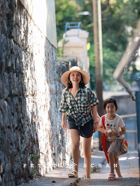 奥维尔的绿色麦田 日本进口40支精梳棉格纹抽绳短袖衬衫
