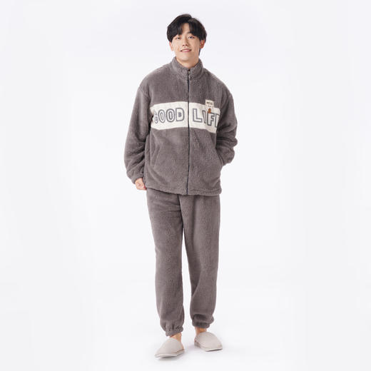 都市丽人都市锋尚睡衣舒适外出长袖长毛绒厚男士法兰绒套装FHT1D5 商品图5