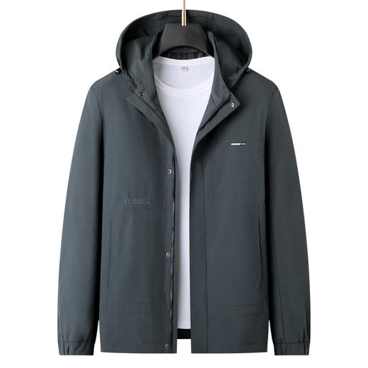 【可拆卸帽】【新款DSZ】大依优型大码男装连帽夹克加肥加大休闲夹克胖子宽松外套上衣户外 商品图1