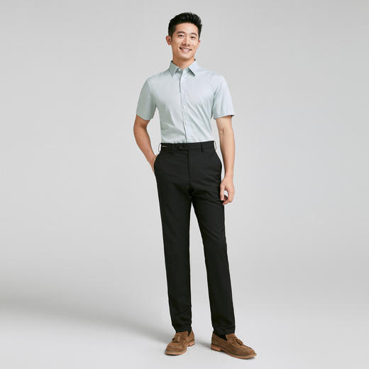 【大都会】雅戈尔 男绿色提花DP系列短袖衬衫 商品图1