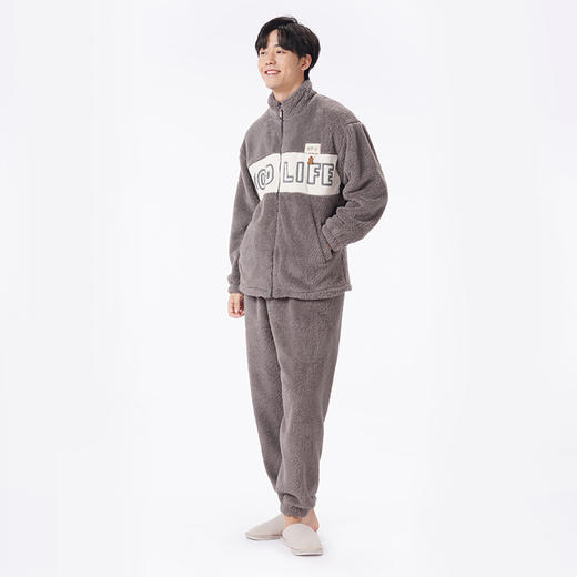 都市丽人都市锋尚睡衣舒适外出长袖长毛绒厚男士法兰绒套装FHT1D5 商品图6
