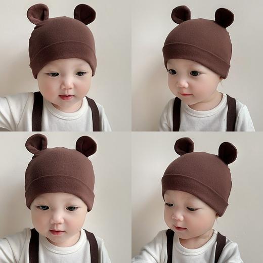 【哇!小熊耶~】春秋婴儿帽0一3月小帽子初生宝宝无骨胎帽秋纯棉套头帽 商品图0