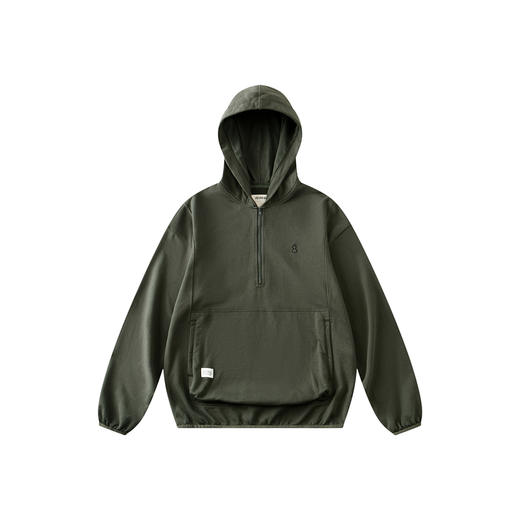 吃茶去chichaqu2024宽松半拉链刺绣连帽卫衣休闲运动百搭 商品图4