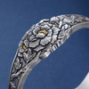 子佩集S999银【牡丹韵】手镯【YS031】纯银手镯仿古带金色嵌真金2408 商品缩略图4