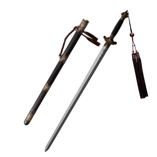 牡丹剑 手工花纹钢宝剑 清式宝剑 龙泉沈广隆手工一体宝剑 未开刃 商品图5