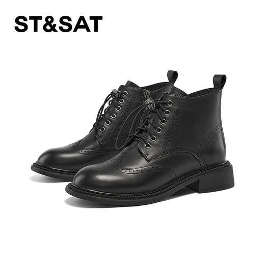 星期六英伦风蝴蝶扣饰免系带马丁靴SSC4116368 商品图3