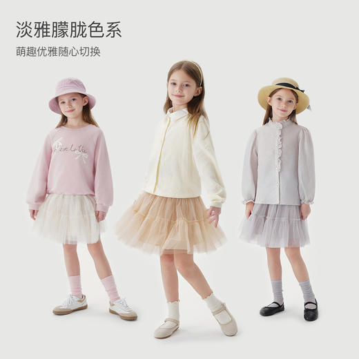 马克珍妮女童甜美木耳边网纱半裙2024年秋装新款241116 商品图1