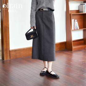
OLrain欧芮儿灰色中长款半身裙女秋季2024年新款时尚通勤铅笔裙