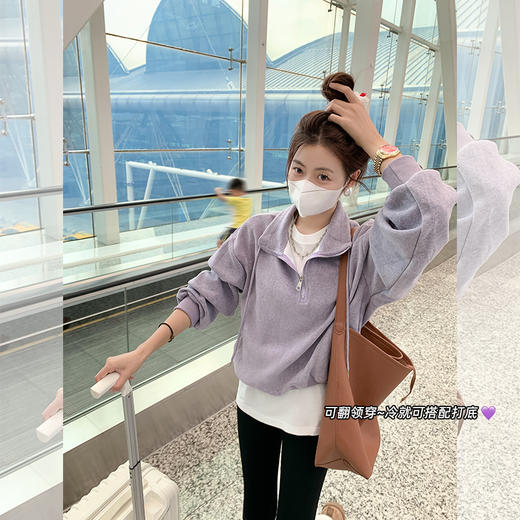 【169元任选2件】最后一波现货！复古半拉链立领4色卫衣外套上衣 商品图1