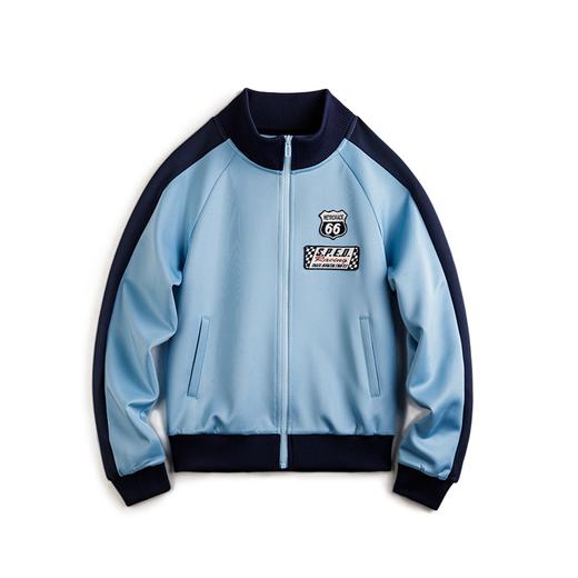 马登美式休闲撞色拼接拉链卫衣复古赛车徽章开衫上衣宽松运动外套女秋 商品图6