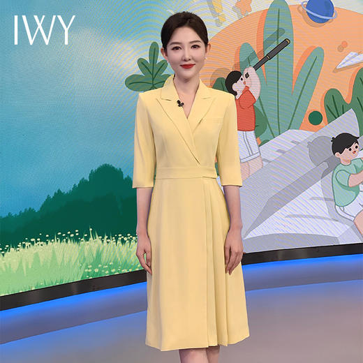 IWY/黄色上镜演讲比赛服装女气质教师录课主持人正装西装连衣裙24Q576 商品图1