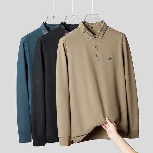 【新款DDP】大依优型大码长袖Polo衫翻领男装加肥加大体恤大号上衣胖子弹力休闲商务 商品图1