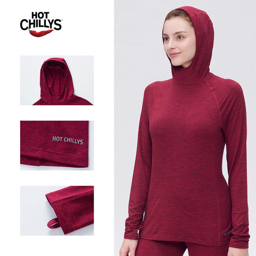 Hotchillys热椒桃皮春秋户外训练上衣防晒连帽功能运动速干衣女5622 商品图3