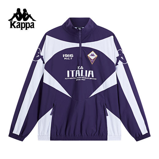 Kappa卡帕背靠背防泼水外套女梭织半拉链夹克复古球衣运动上衣男KPCGCJJ50 商品图6