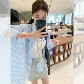 <曾小咸推荐> 韩系宽松蓝色竖条纹衬衫