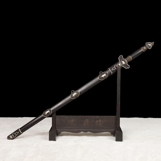 百牛剑 手工花纹钢宝剑 清式宝剑 龙泉沈广隆一体宝剑  未开刃 商品图1