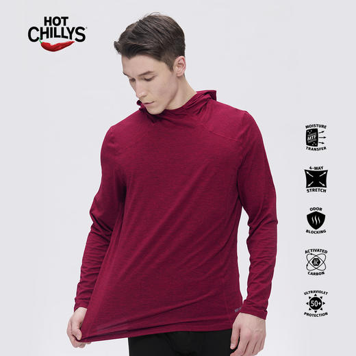 Hotchillys热椒桃皮男运动速干衣连帽跑步健身防晒透气长袖上衣5619 商品图2