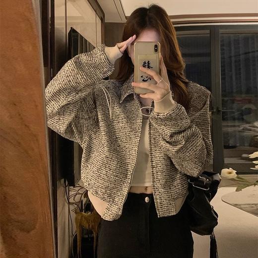 韩版短款小香风外套设计感小众女春秋款宽松vintage休闲夹克上衣 商品图0