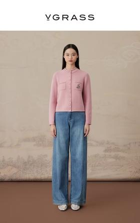 VGRASS维格娜丝24年秋季重工绣花羊毛针织衫