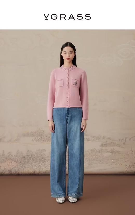 VGRASS维格娜丝24年秋季重工绣花羊毛针织衫 商品图0