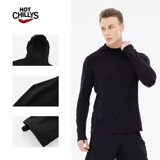 Hotchillys热椒桃皮男运动速干衣连帽跑步健身防晒透气长袖上衣5619 商品图3