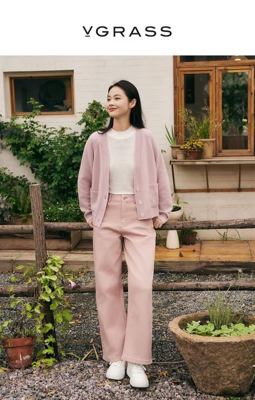 VGRASS维格娜丝24年秋季立体刺绣羊绒针织开衫 商品图0