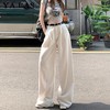 美式白色阔腿牛仔裤女2024新款高腰显瘦宽松褶皱慵懒垂感直筒裤子 商品缩略图0