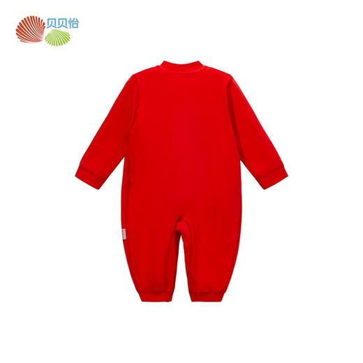 贝怡童装婴儿连体衣红色百天满月初生儿宝宝纯棉春秋款爬服哈衣ZB3DL003 商品图5