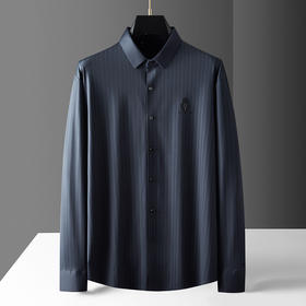 【高弹】【新款DPF】大依优型大码长袖衬衫男装加肥加大体恤大号上衣胖子休闲商务