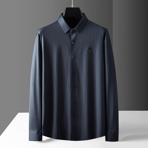 【高弹】【新款DPF】大依优型大码长袖衬衫男装加肥加大体恤大号上衣胖子休闲商务 商品图0