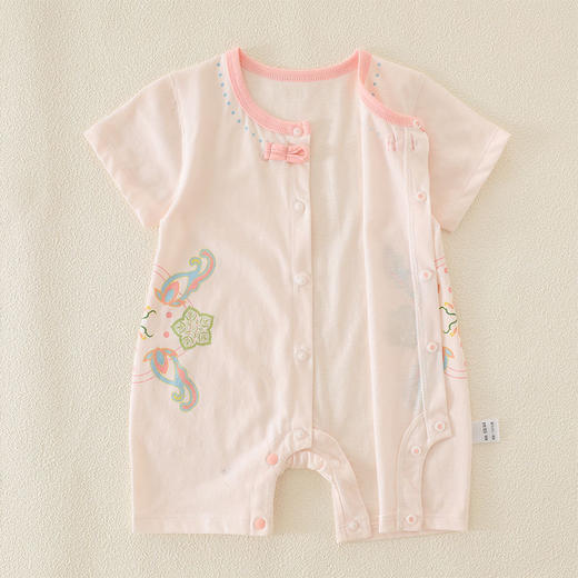 【国风婴儿连体衣】婴儿夏季连体衣短袖超薄宝宝衣服新中式新生儿连体衣爬服纯棉无骨 商品图1