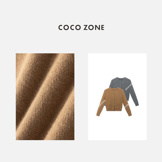 COCO ZONE 绵羊毛山羊绒圆领针织衫气质单排扣上衣CC2C1477 商品图2