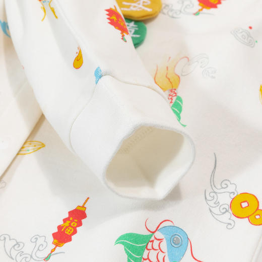 贝贝怡新生儿全棉前开连体衣A类男女宝宝婴幼儿春秋国潮哈衣爬服ZB3DL029 商品图5